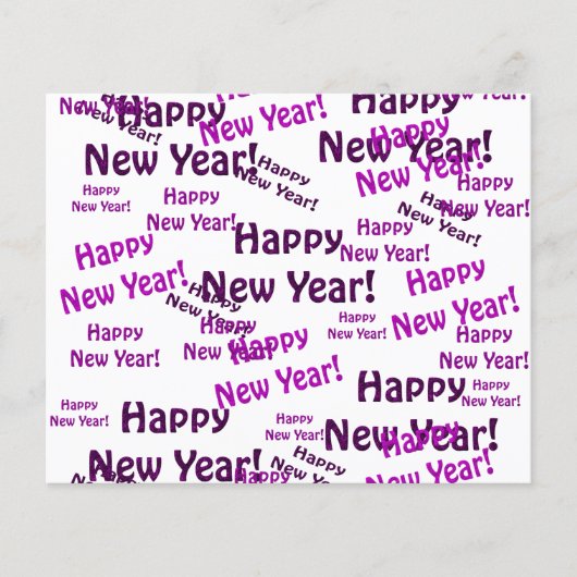 紫色の幸せな新年の文字 チラシ (正面)