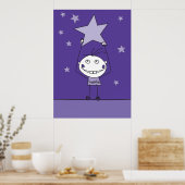 紫色の幸せモンスターは落ち星を獲得している ポスター (キッチン)
