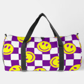 紫色の幸せ顔チェックgroovy ダッフルバッグ (裏面)