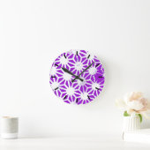 紫色の幾何学模様 ラウンド壁時計 (ホーム)