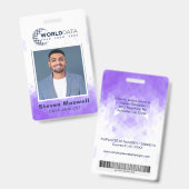 紫色の幾何学的カスタムな従業員IDバッジ バッジ (正面＆裏面)