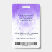 紫色の幾何学的カスタムな従業員IDバッジ バッジ (裏面)