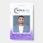 紫色の幾何学的カスタムな従業員IDバッジ バッジ (正面)