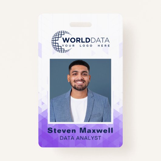 紫色の幾何学的カスタムな従業員IDバッジ バッジ (正面)