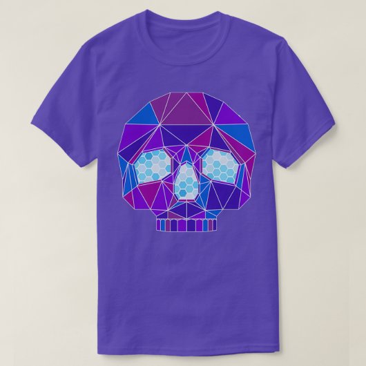 紫色の幾何学的スカル Tシャツ (デザイン正面)