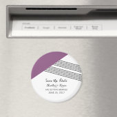 紫色の幾何学的ストライプな日付磁石を保存 マグネット (インサイチュ (食洗機))