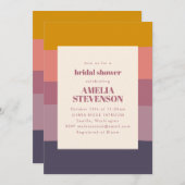 紫色の幾何学的ストライプブライダルシャワー 招待状 (正面/裏面)