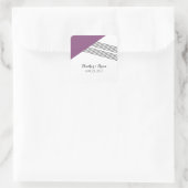 紫色の幾何学的ストライプ結婚式用シール スクエアシール (バッグ)