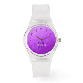 紫色の幾何学的メッシュパターンモノグラム時計 腕時計