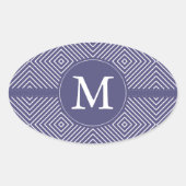 紫色の幾何学的抽象芸術モノグラム 楕円形シール (正面)