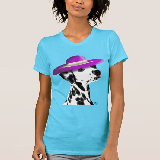 紫色の広い縁取り帽子を持つダルマチア Tシャツ (正面)