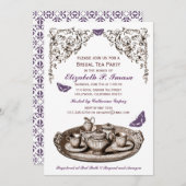 紫色の庭の花嫁の茶パーティの招待状 招待状 (正面/裏面)