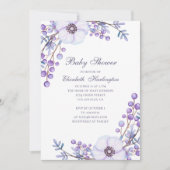 紫色の庭の花。バイオレットフローラベビーシャワー 招待状 (正面)