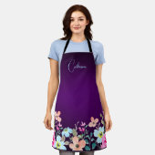 紫色の庭花 エプロン (着用した状態)