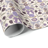 紫色の弓と花のパターン ラッピングペーパー (ロールコーナー)