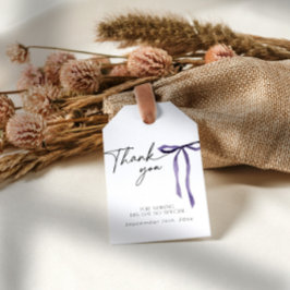 紫色の弓の結び目ブライダルシャワーありがとう ギフトタグ