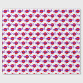 紫色の弓を持つ赤いボタン ラッピングペーパー (フラット)