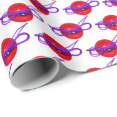 紫色の弓を持つ赤いボタン ラッピングペーパー (ロールコーナー)