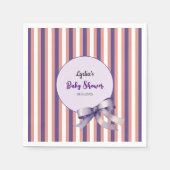 紫色の弓ラインモダン赤ちゃんシャワー スタンダードカクテルナプキン (正面)