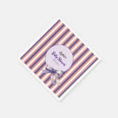 紫色の弓ラインモダン赤ちゃんシャワー スタンダードカクテルナプキン (角)