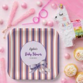 紫色の弓ラインモダン赤ちゃんシャワー ペーパープレート (パーティー)