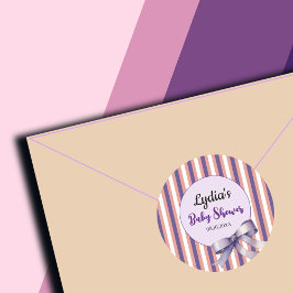 紫色の弓ラインモダン赤ちゃんシャワー ラウンドシール
