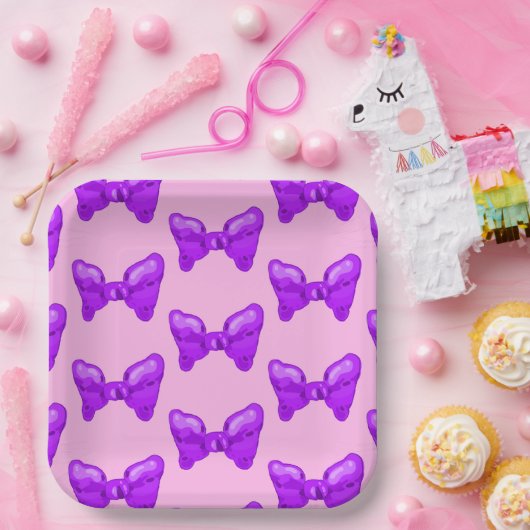 紫色の弓 ペーパープレート (パーティー)