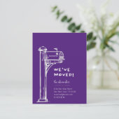 紫色の引っ越しました動揺してメールボックスの移動 ポストカード (スタンド正面)
