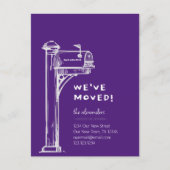 紫色の引っ越しました動揺してメールボックスの移動 ポストカード (正面)