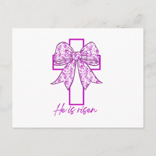 紫色の彼は復活イースターフローラコケット弓 ポストカード (正面)