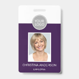 紫色の従業員名ロゴの写真企業の作品 バッジ