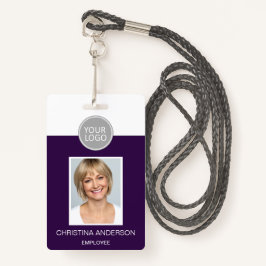 紫色の従業員名ロゴの写真企業の作品 バッジ