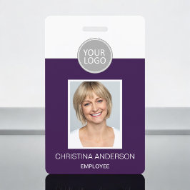 紫色の従業員名ロゴの写真企業の作品 バッジ