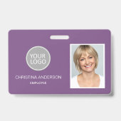 紫色の従業員名ロゴの写真企業の作品 バッジ (正面)