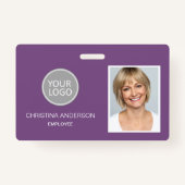 紫色の従業員名ロゴの写真企業の作品 バッジ (正面)