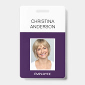 紫色の従業員 – 名前フォトワー企業のク バッジ (正面)