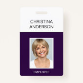 紫色の従業員 – 名前フォトワー企業のク バッジ (正面)