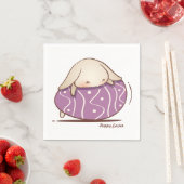 紫色の復活祭の卵を産むかわいいバニー スタンダードカクテルナプキン (インサイチュ)