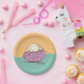 紫色の復活祭の卵を産むかわいいバニー ペーパープレート (パーティー)