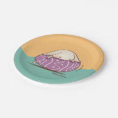 紫色の復活祭の卵を産むかわいいバニー ペーパープレート (アングル)