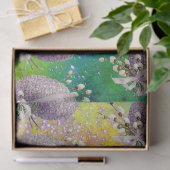 紫色の復活祭の卵、白い花、黄色いキラキラ 薄葉紙 (ギフト)