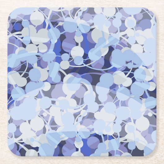 紫色の微生物パターン スクエアペーパーコースター (正面)