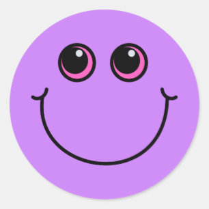 紫色の微笑のEmojiは直面します ラウンドシール