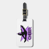 紫色の応援の荷物のラベル ラゲッジタグ (正面縦)