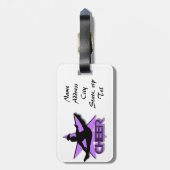 紫色の応援の荷物のラベル ラゲッジタグ (裏面縦)