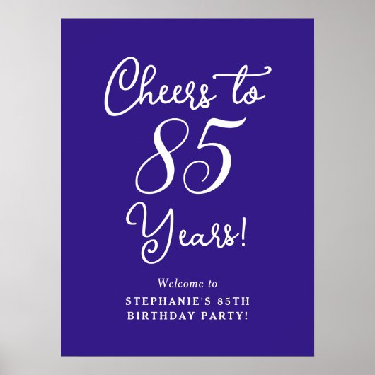 紫色の応援85年誕生日ウェルカムサイン ポスター (正面)