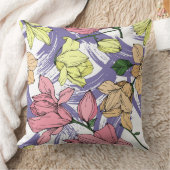 紫色の恋人マグノリアWildflowersかわいい植物学 クッション (ブランケット)
