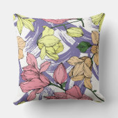 紫色の恋人マグノリアWildflowersかわいい植物学 クッション (裏面)