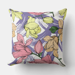 紫色の恋人マグノリアWildflowersかわいい植物学 クッション