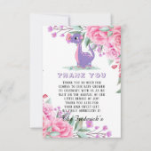 紫色の恐竜の女の子ベビーシャワーサンキューカード サンキューカード (正面)